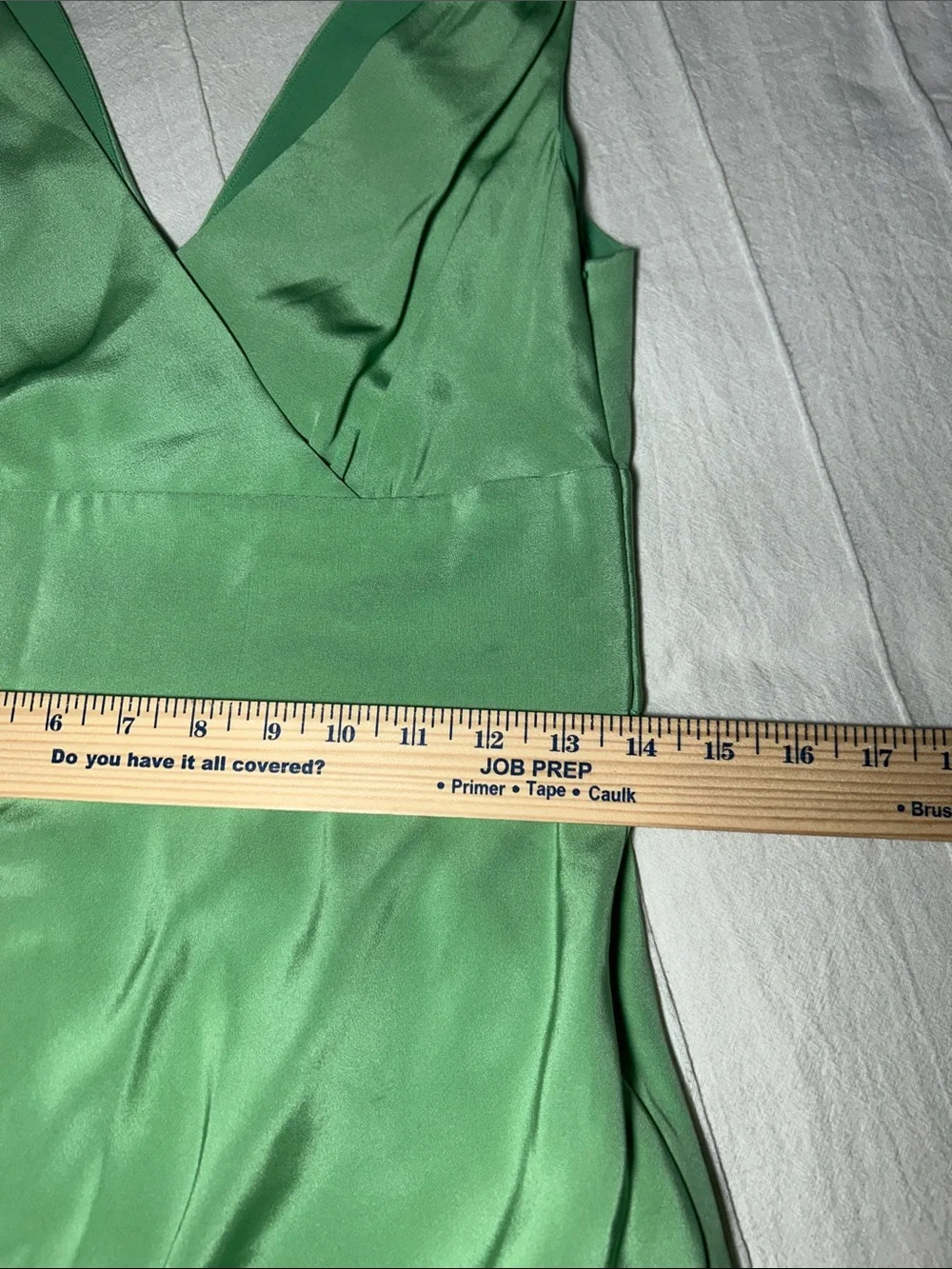 J.Crew Green 100% Silk Chiffon Sophia Midi Dress Pleated Waist V-Neck Size 6